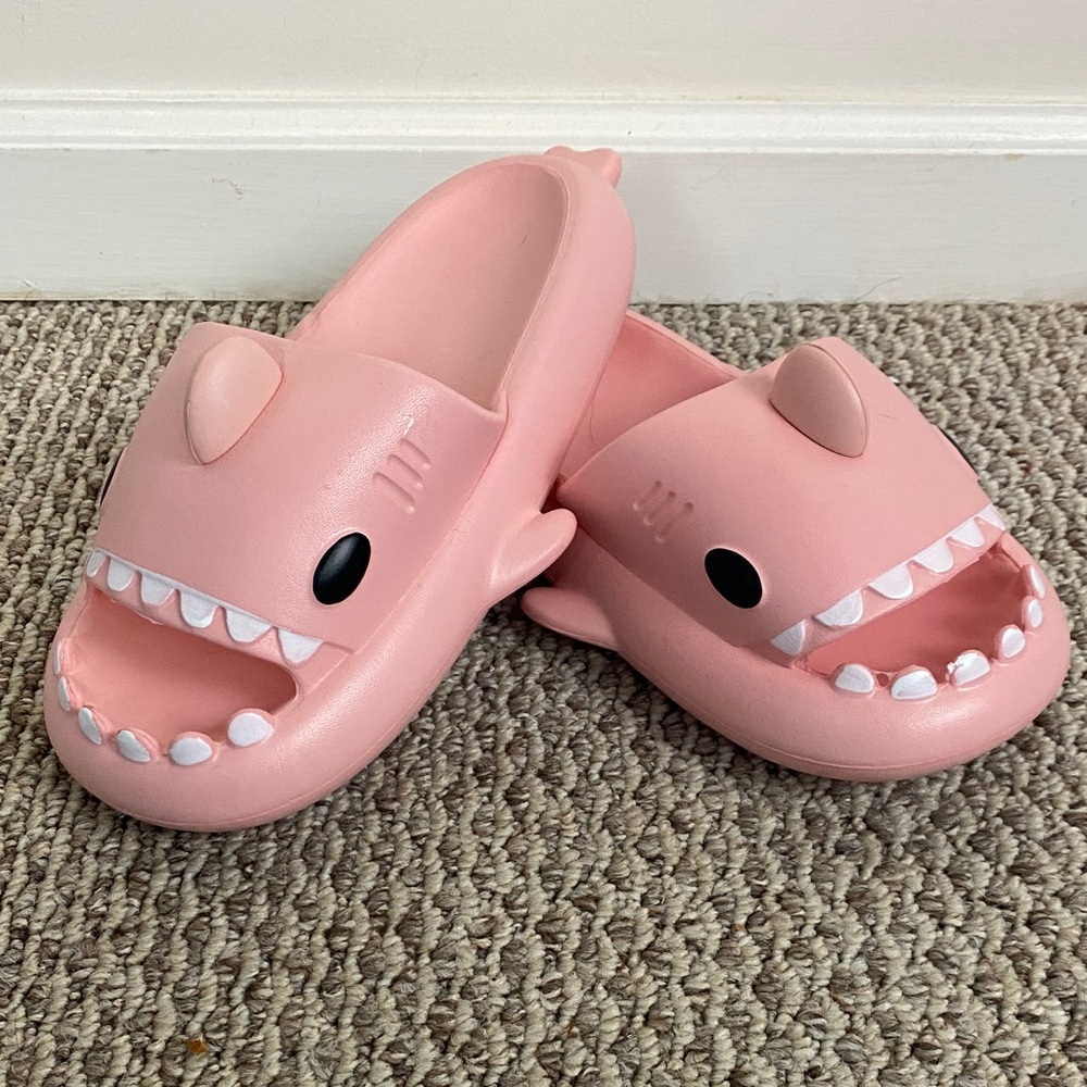 Pink Shark Slide Sandals - Cute Kids/Adult Sliders